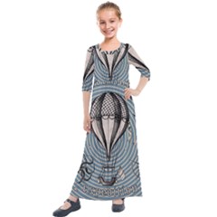 Vintage Adventure Expedition Kids  Quarter Sleeve Maxi Dress