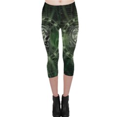 Awesome Creepy Mechanical Skull Capri Leggings  by FantasyWorld7