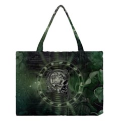 Awesome Creepy Mechanical Skull Medium Tote Bag by FantasyWorld7