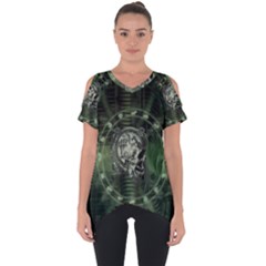 Awesome Creepy Mechanical Skull Cut Out Side Drop Tee by FantasyWorld7