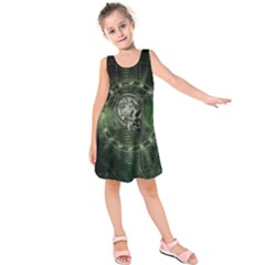 Awesome Creepy Mechanical Skull Kids  Sleeveless Dress by FantasyWorld7