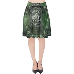 Awesome Creepy Mechanical Skull Velvet High Waist Skirt by FantasyWorld7