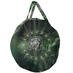 Awesome Creepy Mechanical Skull Giant Round Zipper Tote by FantasyWorld7