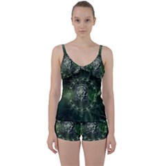 Awesome Creepy Mechanical Skull Tie Front Two Piece Tankini by FantasyWorld7