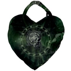 Awesome Creepy Mechanical Skull Giant Heart Shaped Tote by FantasyWorld7