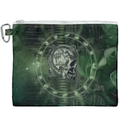 Awesome Creepy Mechanical Skull Canvas Cosmetic Bag (xxxl) by FantasyWorld7