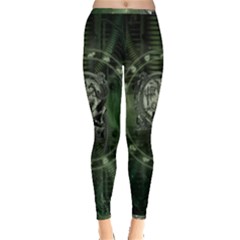 Awesome Creepy Mechanical Skull Inside Out Leggings by FantasyWorld7