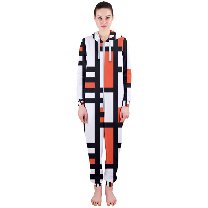 Linear Sequence Pattern Design Hooded Jumpsuit (Ladies) 