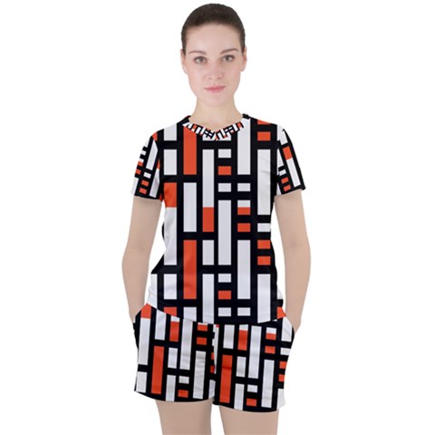 Linear Sequence Pattern Design Women s Tee And Shorts Set by dflcprints