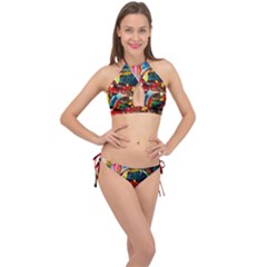 Red Aeroplane 7 Cross Front Halter Bikini Set