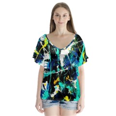 Brain Reflections 6 V-neck Flutter Sleeve Top by bestdesignintheworld