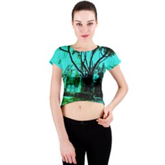 Hot Day In Dallas 50 Crew Neck Crop Top by bestdesignintheworld