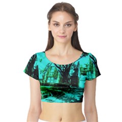 Hot Day In Dallas 50 Short Sleeve Crop Top by bestdesignintheworld