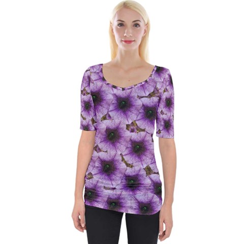 The Sky Is Not The Limit For Beautiful Big Flowers Wide Neckline Tee by pepitasart