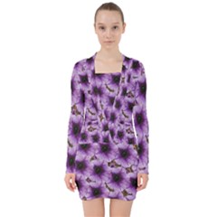 The Sky Is Not The Limit For Beautiful Big Flowers V-neck Bodycon Long Sleeve Dress by pepitasart