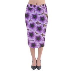 The Sky Is Not The Limit For Beautiful Big Flowers Velvet Midi Pencil Skirt by pepitasart