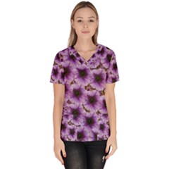 The Sky Is Not The Limit For Beautiful Big Flowers Women s V-neck Scrub Top by pepitasart