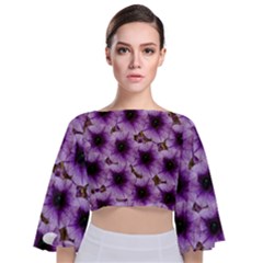 The Sky Is Not The Limit For Beautiful Big Flowers Tie Back Butterfly Sleeve Chiffon Top by pepitasart