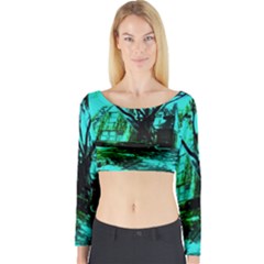 Hot Day In Dallas 50 Long Sleeve Crop Top by bestdesignintheworld