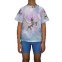 Cute Little Pegasus In The Sky, Cartoon Kids  Short Sleeve Swimwear View1