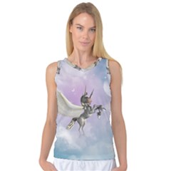 Cute Little Pegasus In The Sky, Cartoon Women s Basketball Tank Top by FantasyWorld7