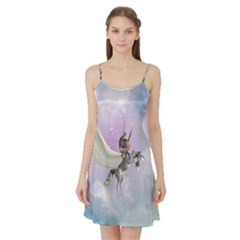 Cute Little Pegasus In The Sky, Cartoon Satin Night Slip by FantasyWorld7