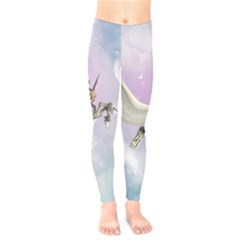 Cute Little Pegasus In The Sky, Cartoon Kids  Legging by FantasyWorld7