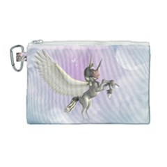 Cute Little Pegasus In The Sky, Cartoon Canvas Cosmetic Bag (large)