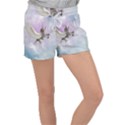 Cute Little Pegasus In The Sky, Cartoon Women s Velour Lounge Shorts View1