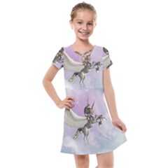 Cute Little Pegasus In The Sky, Cartoon Kids  Cross Web Dress by FantasyWorld7