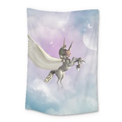 Cute Little Pegasus In The Sky, Cartoon Small Tapestry by FantasyWorld7