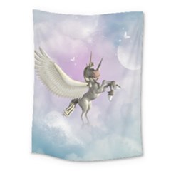 Cute Little Pegasus In The Sky, Cartoon Medium Tapestry by FantasyWorld7