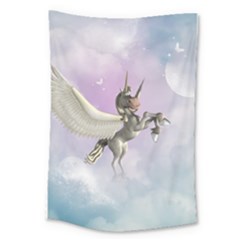 Cute Little Pegasus In The Sky, Cartoon Large Tapestry by FantasyWorld7