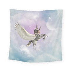 Cute Little Pegasus In The Sky, Cartoon Square Tapestry (small) by FantasyWorld7