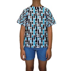 Linear Sequence Pattern Design Kids  Short Sleeve Swimwear by dflcprintsclothing