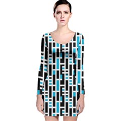 Linear Sequence Pattern Design Long Sleeve Velvet Bodycon Dress