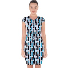 Linear Sequence Pattern Design Capsleeve Drawstring Dress  by dflcprintsclothing