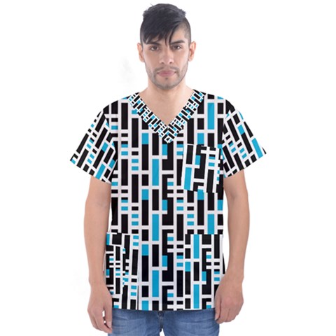 Linear Sequence Pattern Design Men s V-neck Scrub Top by dflcprintsclothing