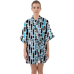 Linear Sequence Pattern Design Quarter Sleeve Kimono Robe