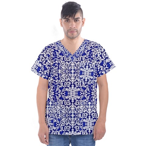 Red The Print Men s V-neck Scrub Top by MRTACPANS