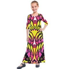 Red Light Four Go Kids  Quarter Sleeve Maxi Dress by MRTACPANS