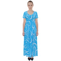 Scribble Reason Design Pattern High Waist Short Sleeve Maxi Dress by Sapixe