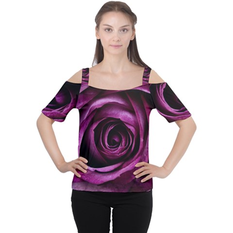 Plant Rose Flower Petals Nature Cutout Shoulder Tee by Sapixe