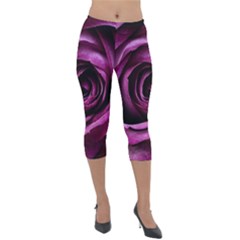 Plant Rose Flower Petals Nature Lightweight Velour Capri Leggings  by Sapixe