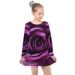 Plant Rose Flower Petals Nature Kids  Long Sleeve Dress by Sapixe