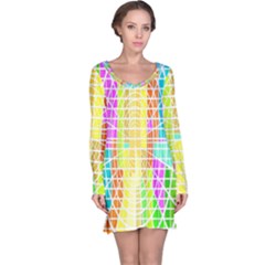 Abstract Squares Background Network Long Sleeve Nightdress by Sapixe