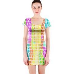 Abstract Squares Background Network Short Sleeve Bodycon Dress by Sapixe