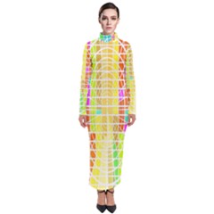 Abstract Squares Background Network Turtleneck Maxi Dress