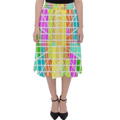 Abstract Squares Background Network Folding Skater Skirt by Sapixe