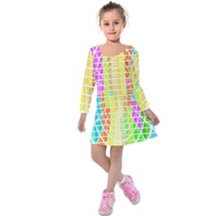 Abstract Squares Background Network Kids  Long Sleeve Velvet Dress